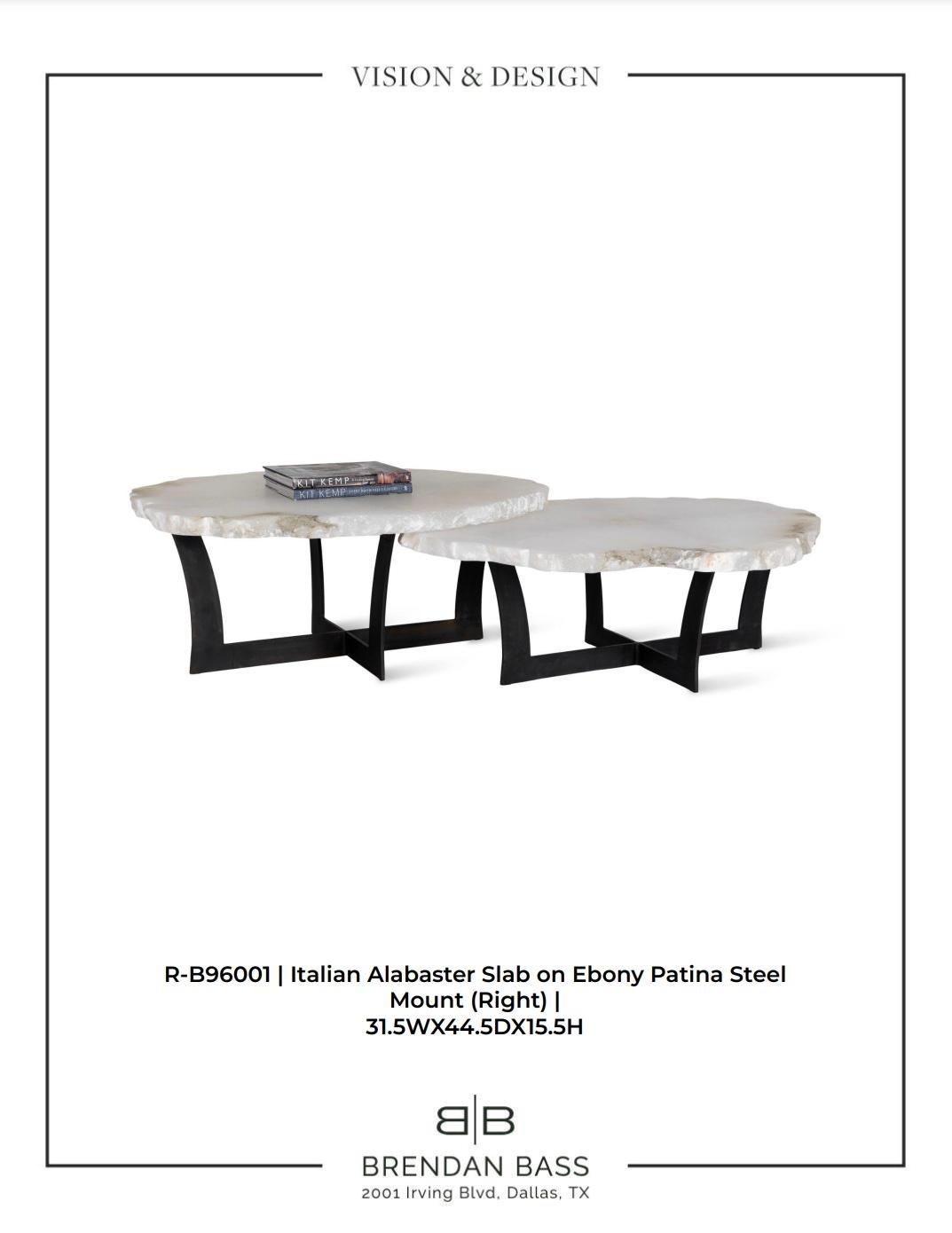 Table basse italienne de haute hauteur en dalle d'albâtre sur base en acier en vente 10
