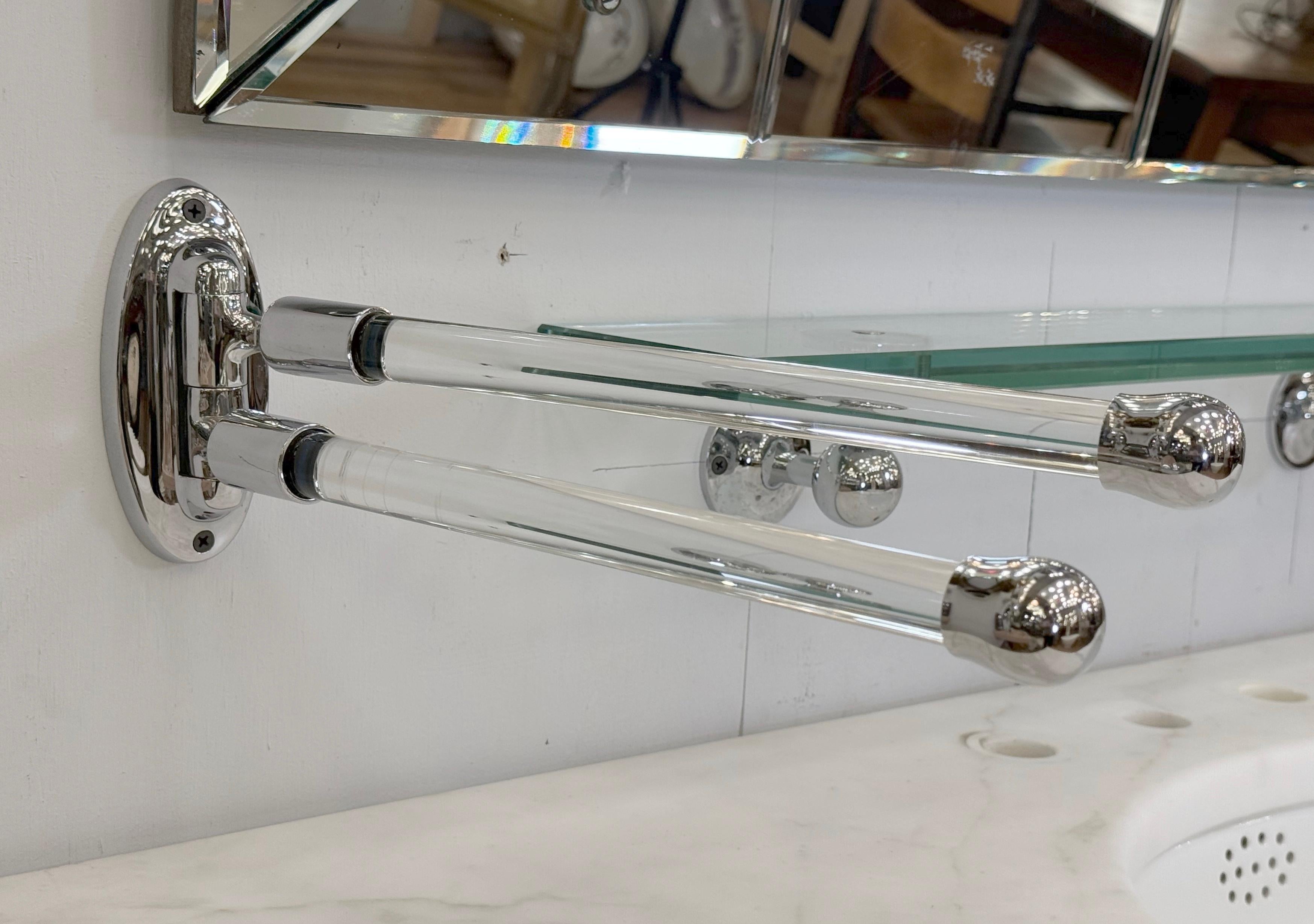 20th Century 15 in. Chrome Swing Double Arm Towel Rack For Sale