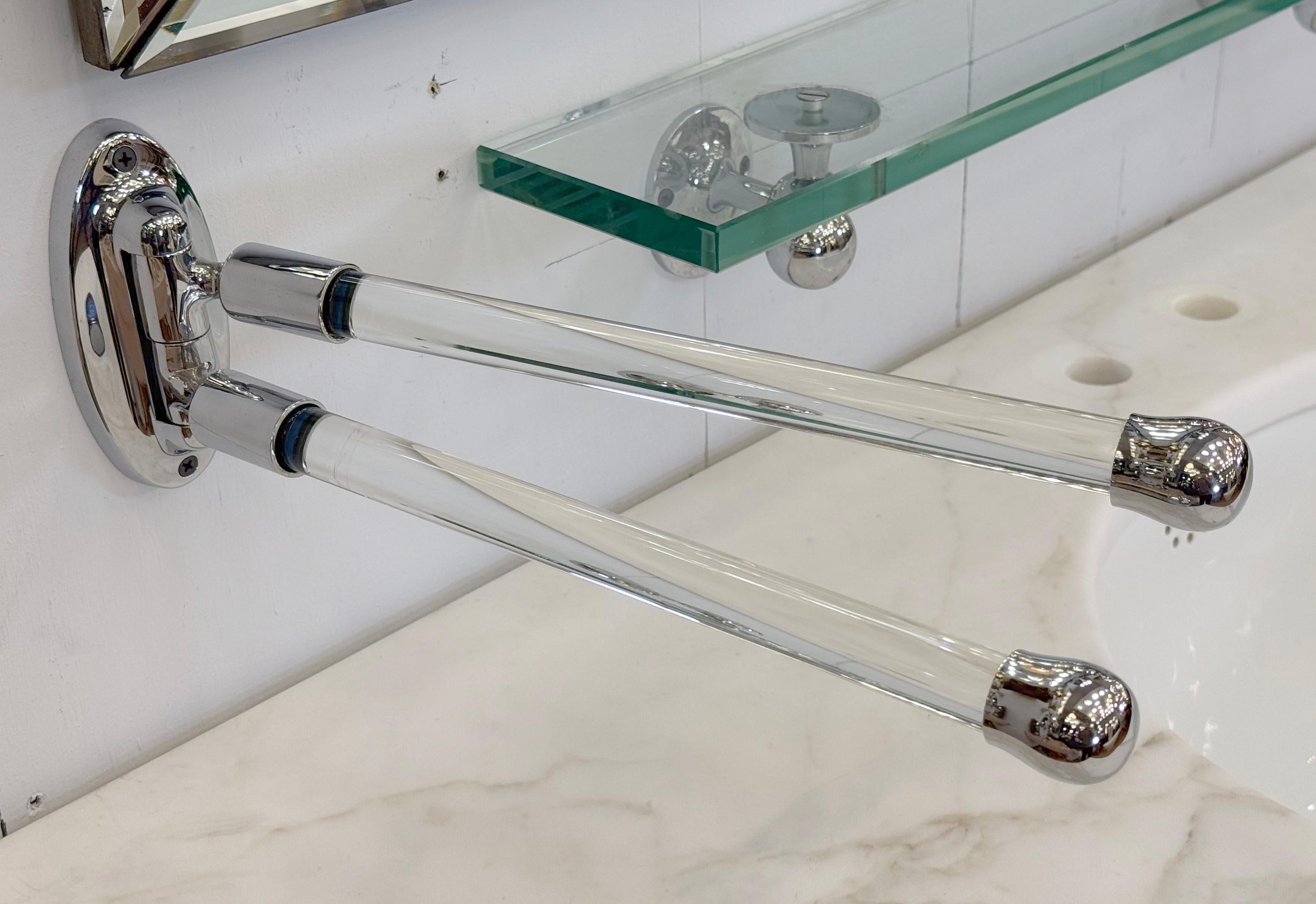 Brass 15 in. Chrome Swing Double Arm Towel Rack For Sale
