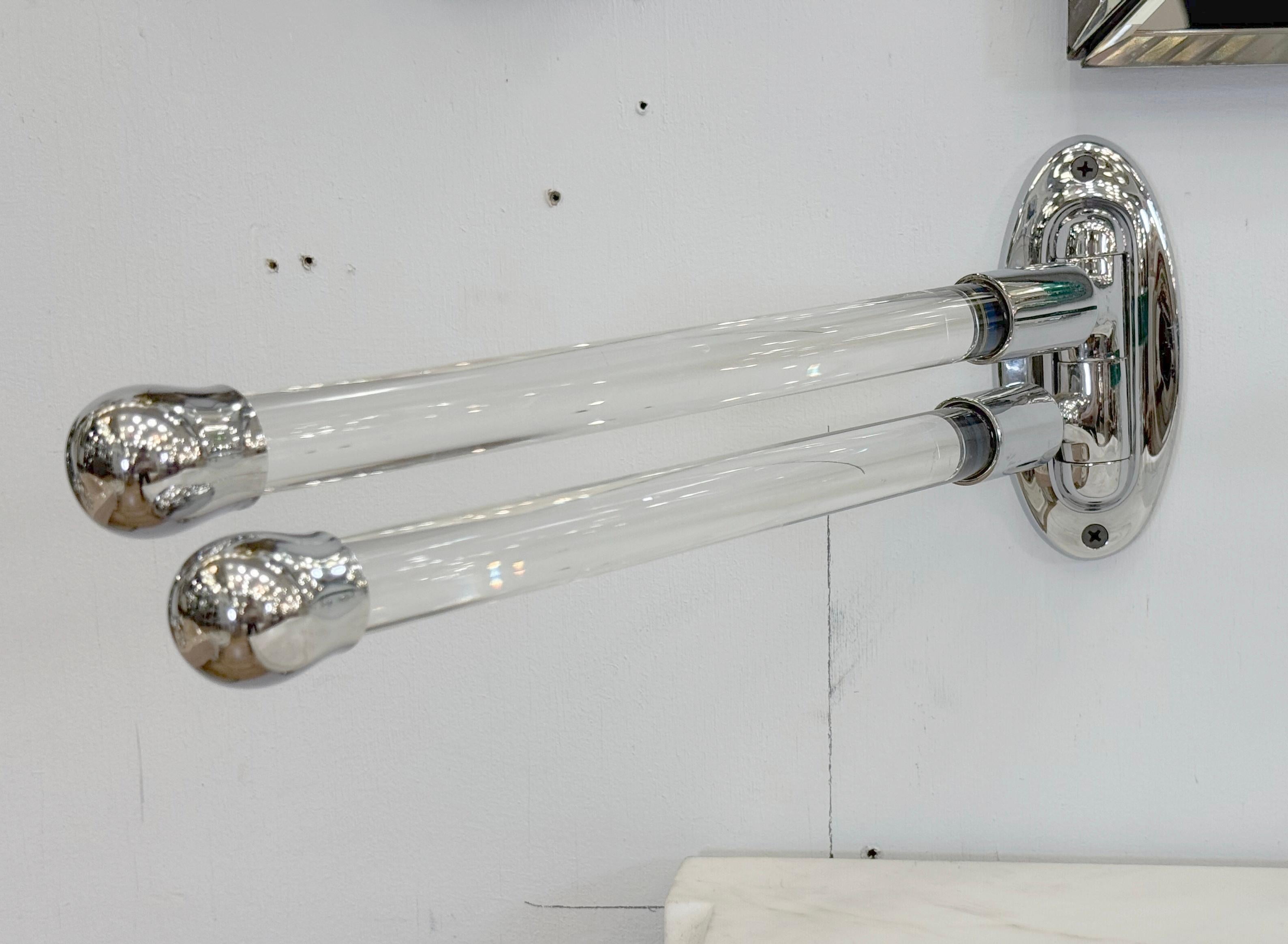 15 in. Chrome Swing Double Arm Towel Rack For Sale 1