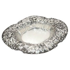 Sterling Silver Gorham Antique 1904 Peony Oval Serving Bowl / Centerpiece