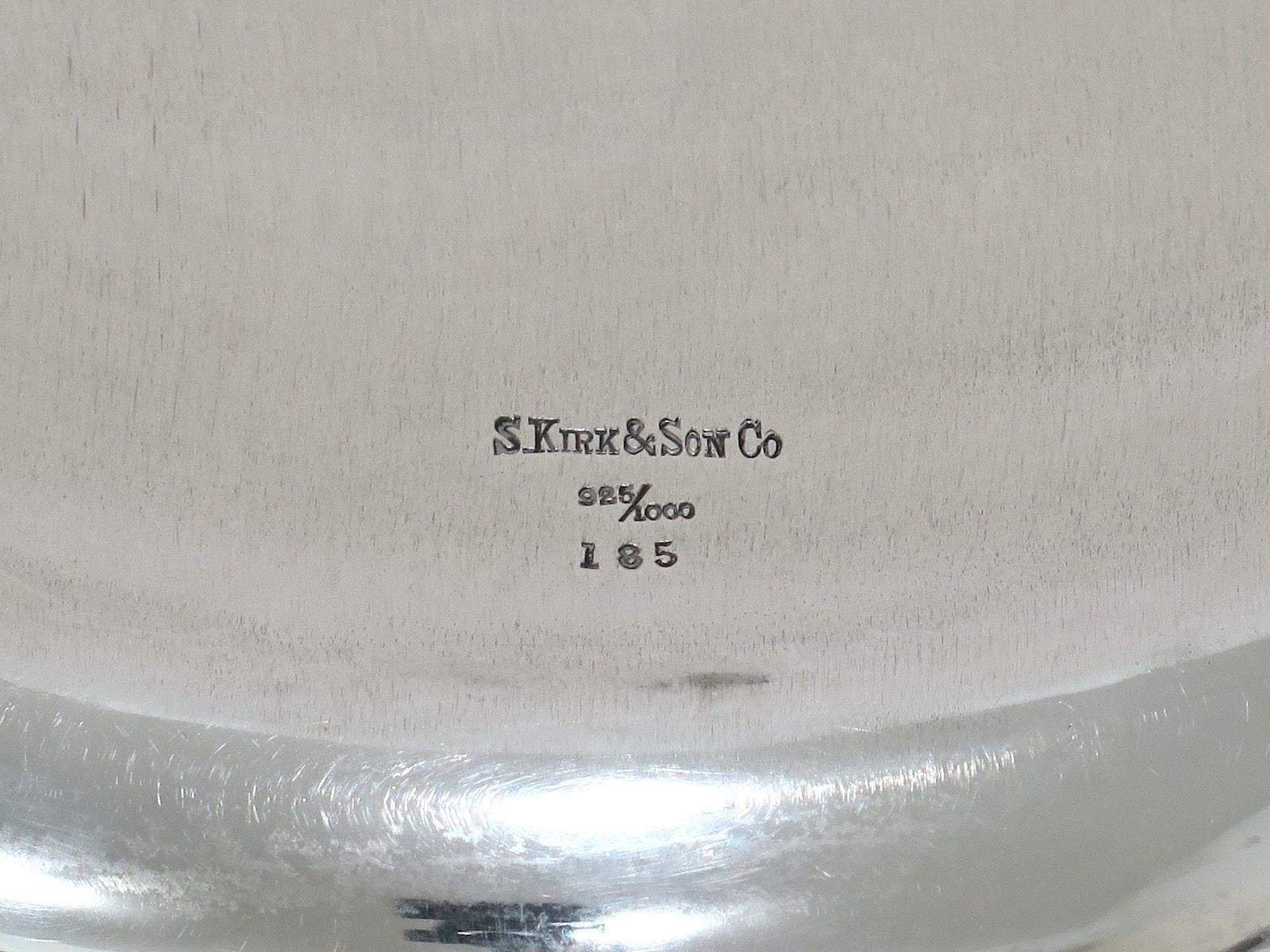 Sterling Silver S. Kirk & Son Antique Floral Repousse Serving Plate For Sale 3
