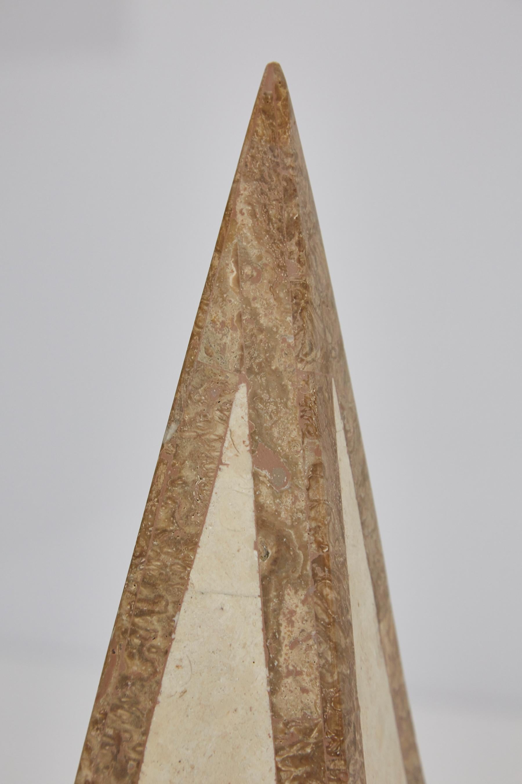 15 in. Tall Decorative Tessellated Stone Pyramid, 1990s For Sale 3