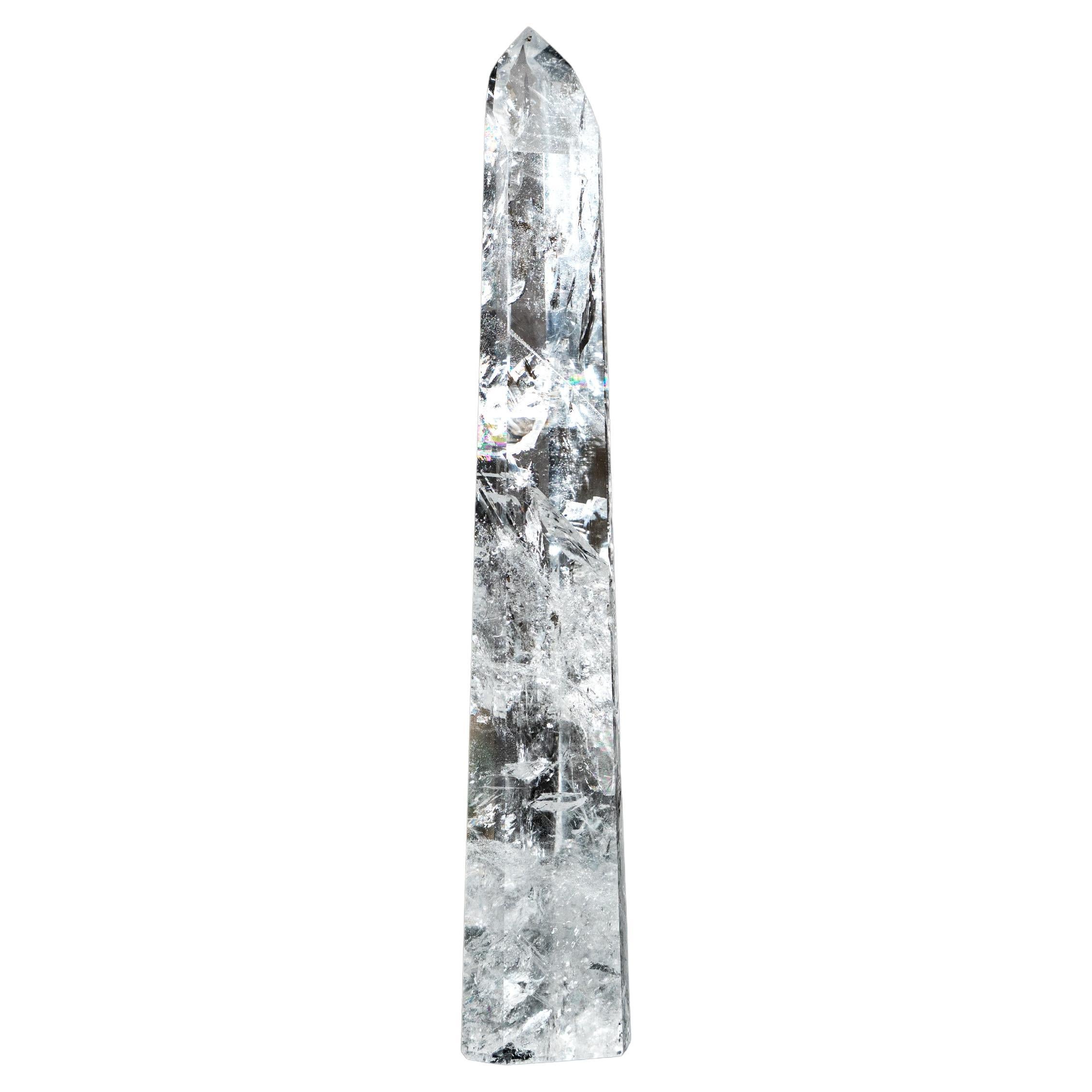 15 in Water-Clear Quartz Crystal Obelisk from Diamantina, Brazil