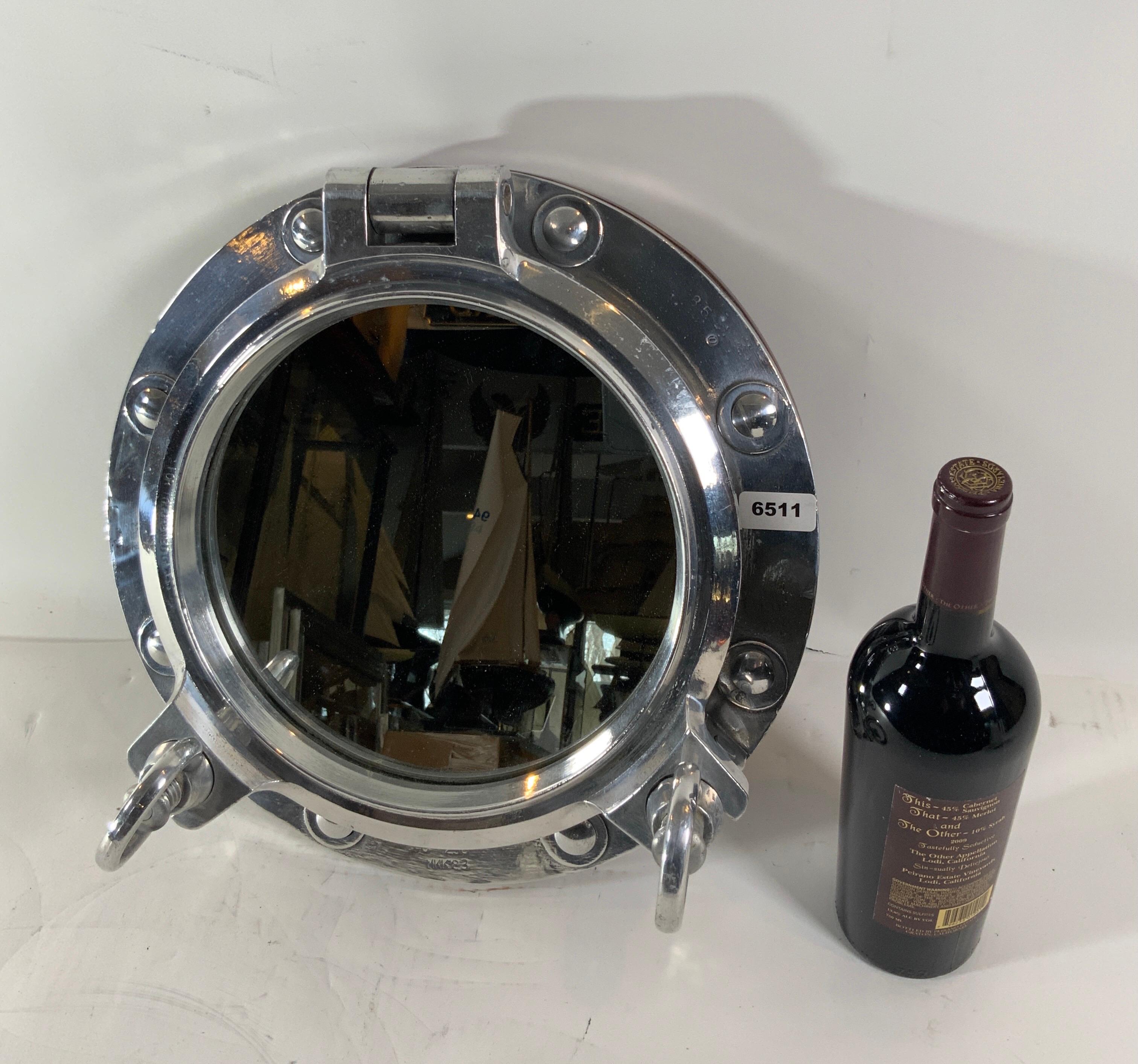 Mid-20th Century Aluminum Ship's Porthole Mirror For Sale