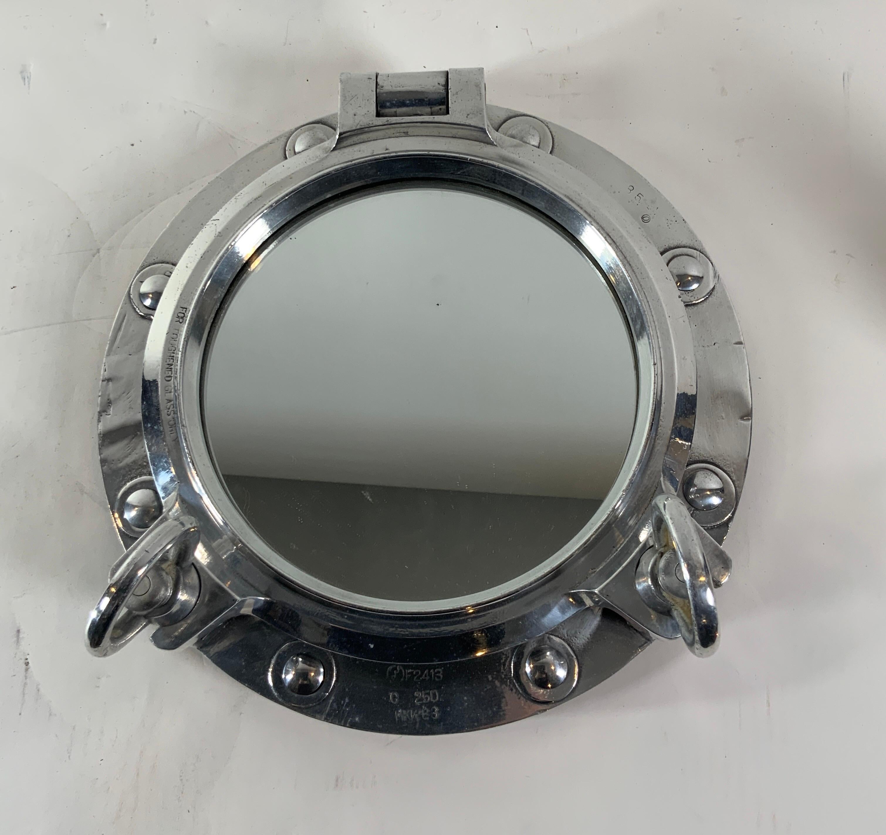 Aluminum Ship's Porthole Mirror For Sale 2