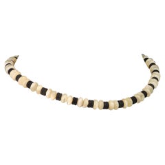 AJD 15 Inch Choker of Mother of Pearl and Black Onyx
