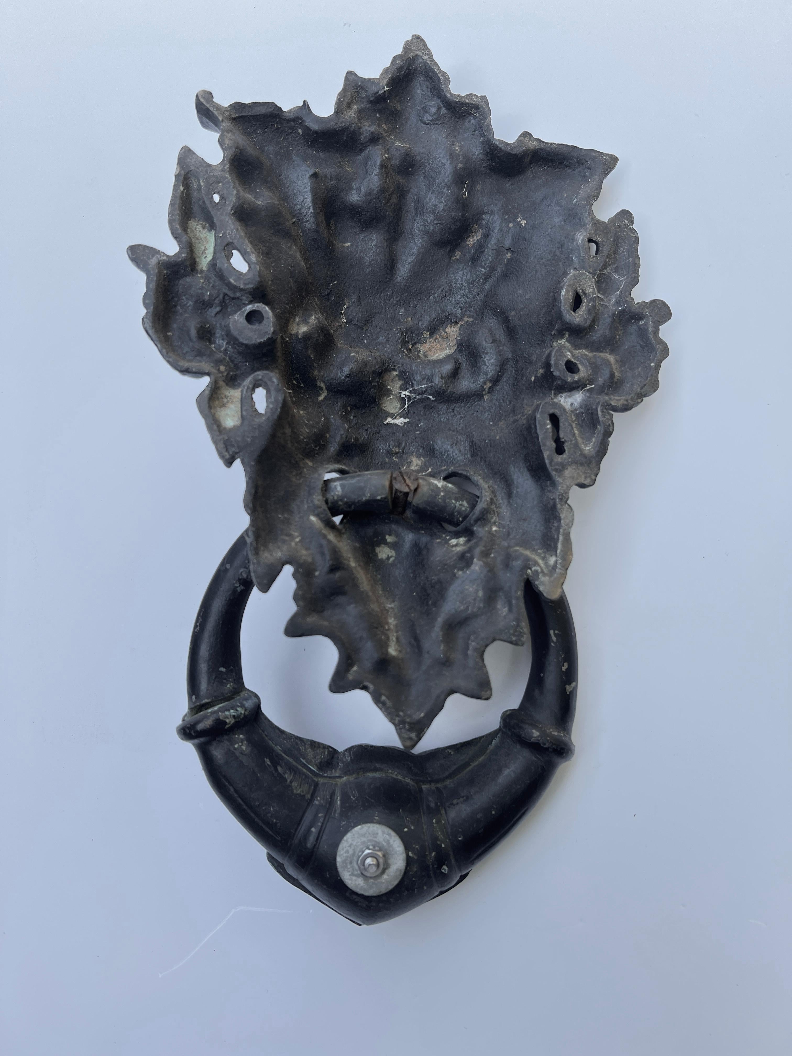 15 Inch English Patinated Iron Gargoyle Door Knocker For Sale 5