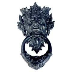 15 Inch English Patinated Iron Gargoyle Door Knocker