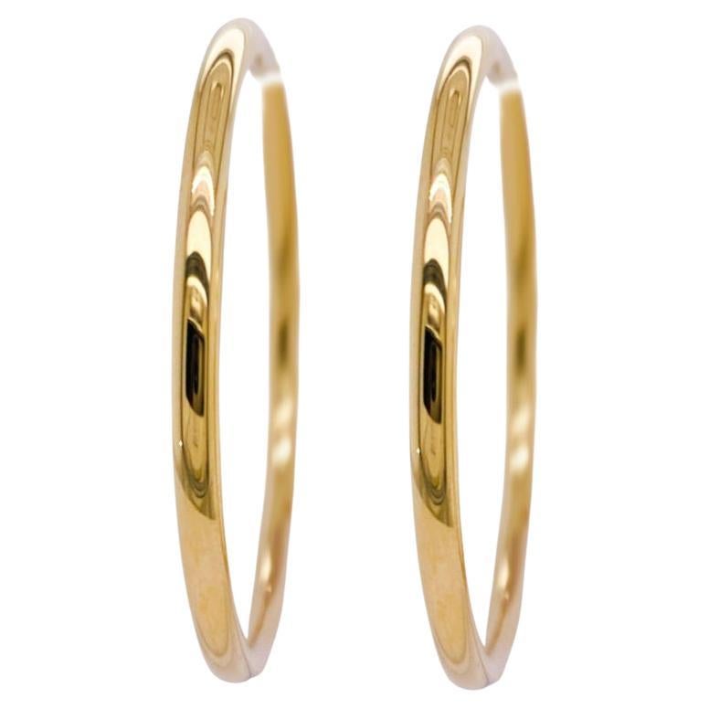 1.5-inch Hoops in 14K Yellow Gold 40 x 2 mm Lightweight For Sale