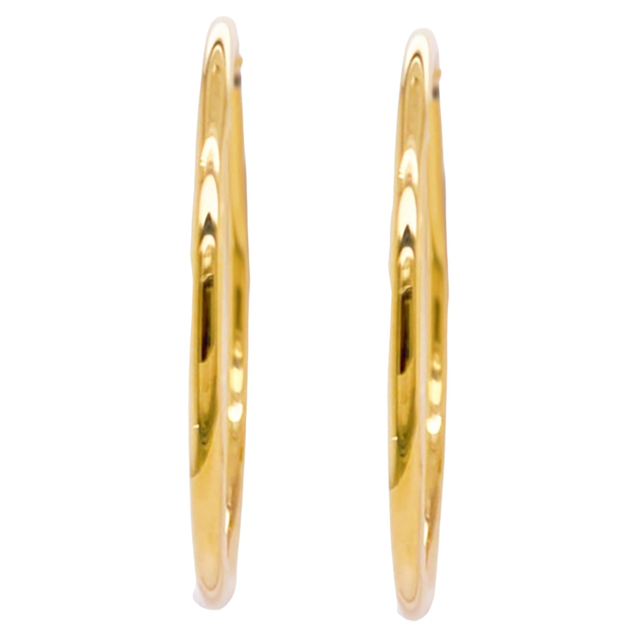 1.5-inch Hoops in 14K Yellow Gold 40 x 2.5 mm Lightweight For Sale