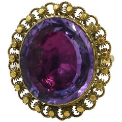 Antique Georgian Amethyst Cannetille Ring, circa 1840