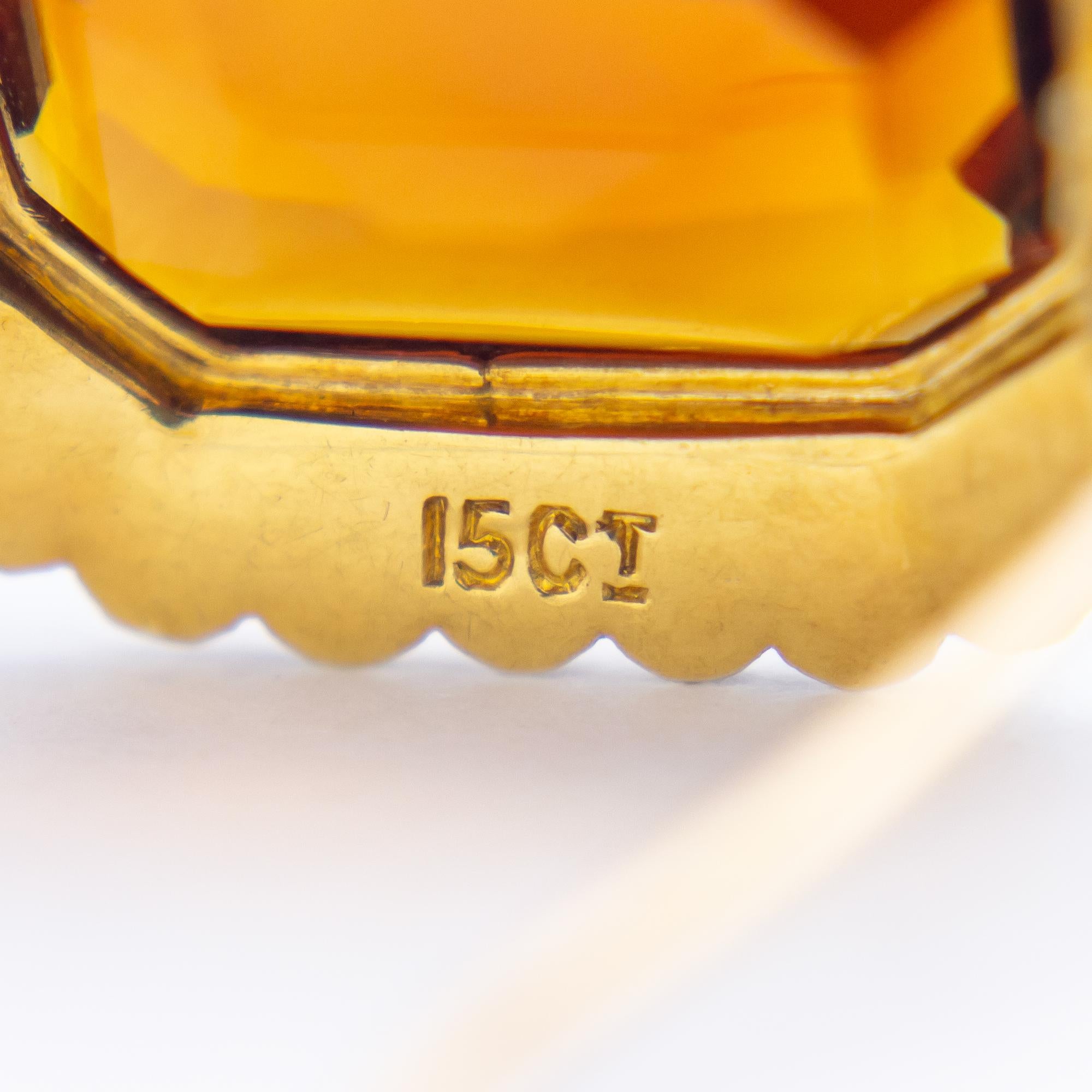 15 Karat Gold, Madeira Citrine & Seed Pearl Brooch In Good Condition In Brisbane City, QLD