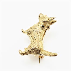 15 Karat Yellow Gold Scottish Highland Terrier Dog Brooch/Pin