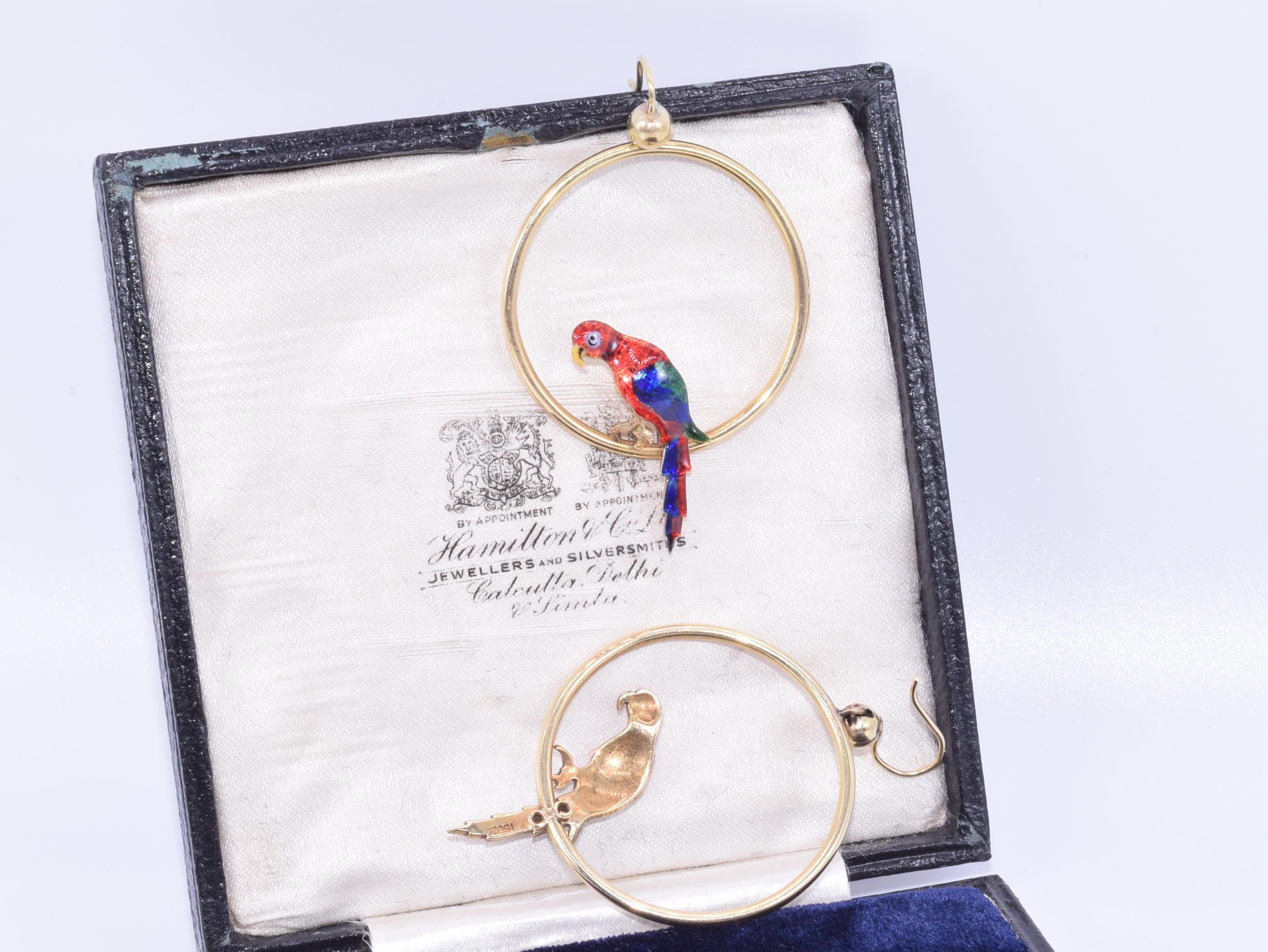 parrot earrings gold