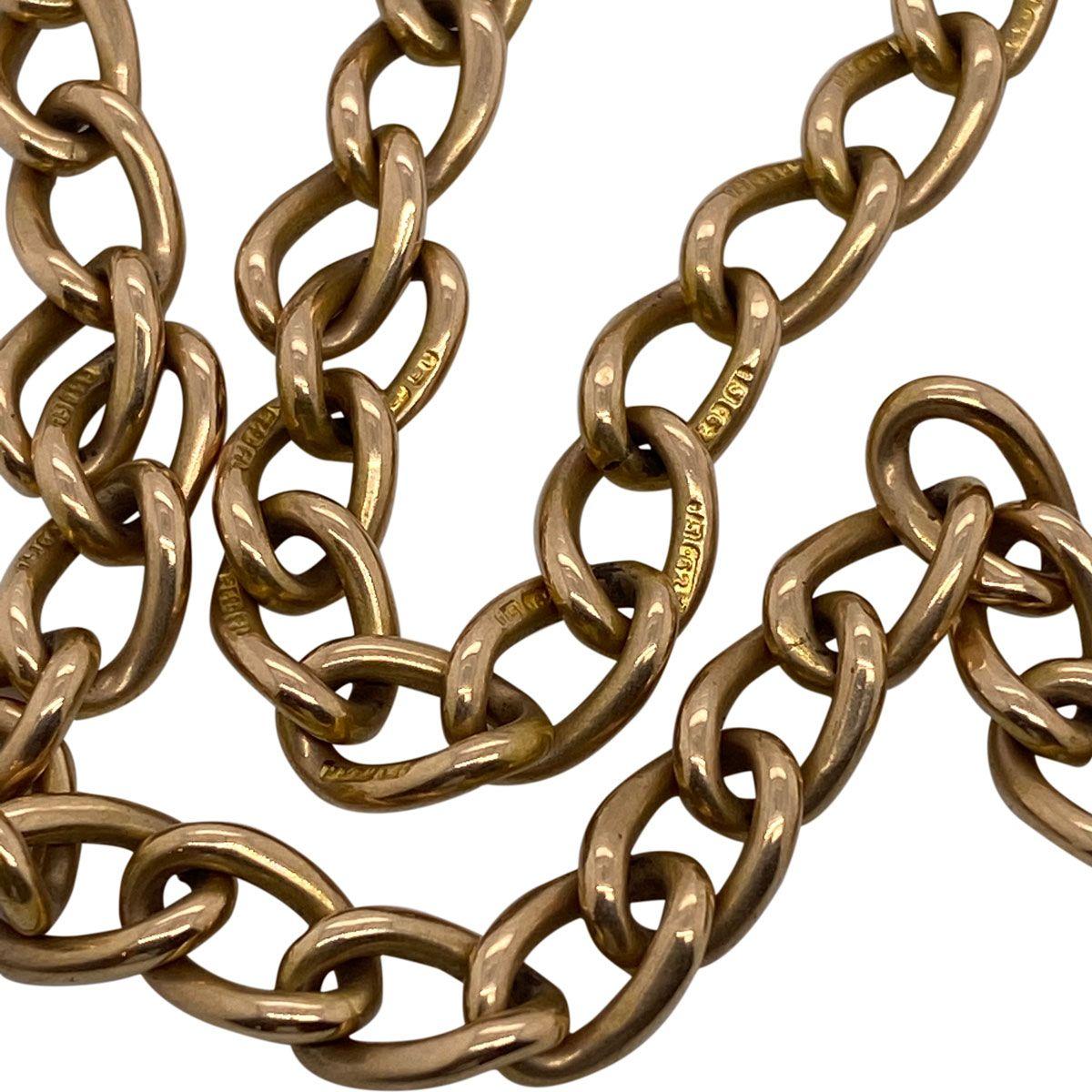 15 Karat Yellow Gold English Fob Curb Link Chain Necklace 5