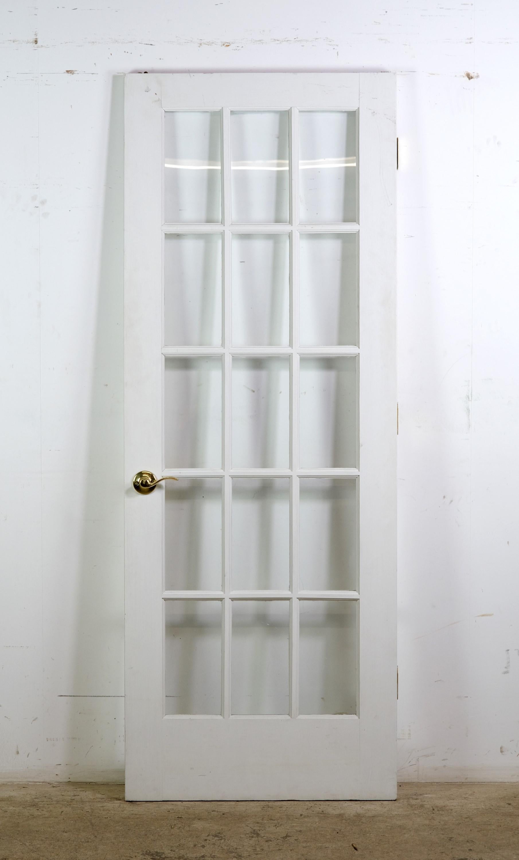 Verre Porte française en bois blanc 15 Lite 80 x 30 Lever Hardware