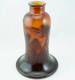 15 Mushrooms Early Emile Galle Fire Polished Vase