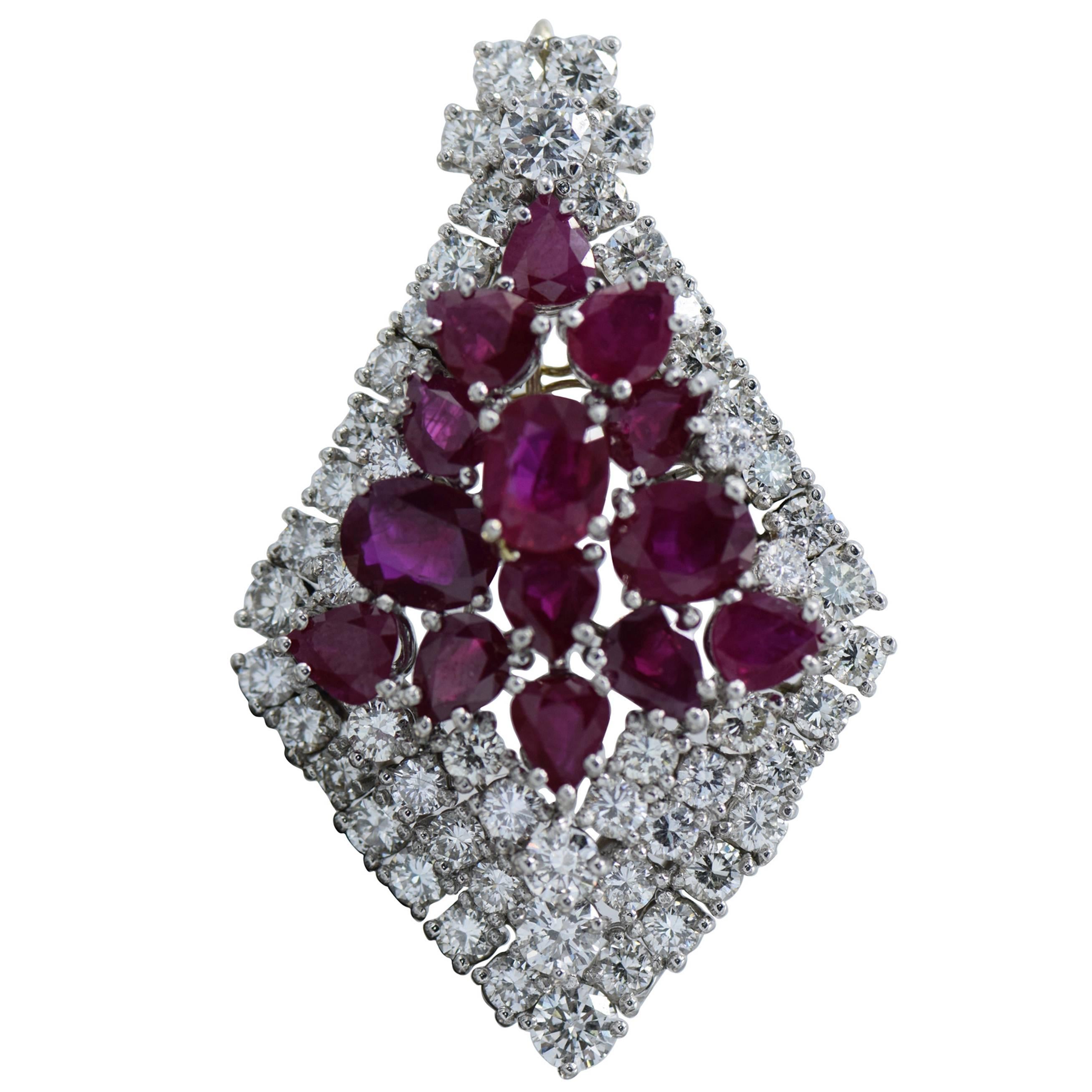 15 Oval Ruby Diamond Pendant 5-6 Carat For Sale