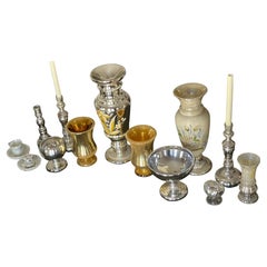 15 pcs Antique and Vintage Mercury Glass Collection
