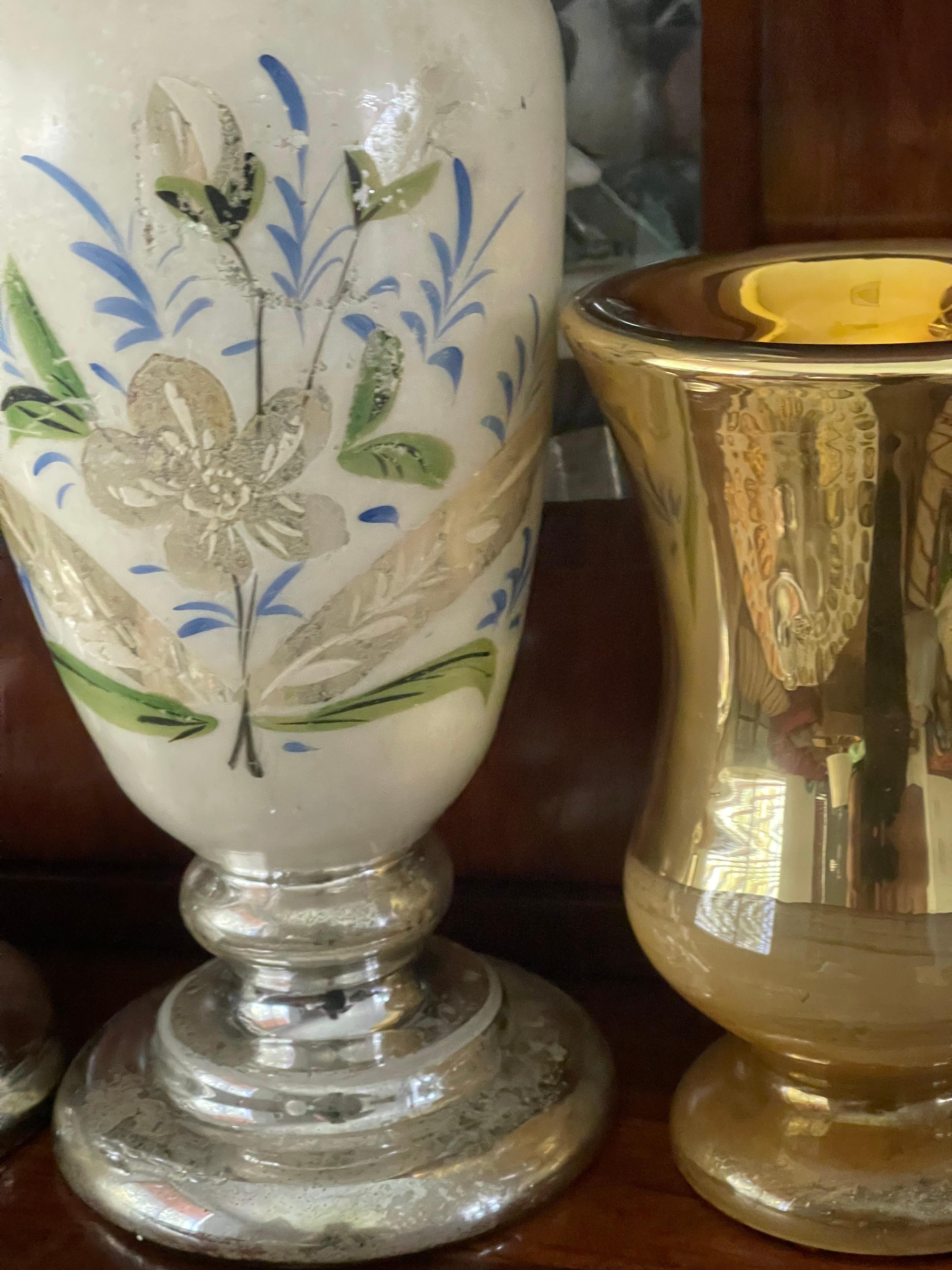 15 pcs Collection Mercury Glass Vases and Bowls In Good Condition For Sale In Boca Raton, FL