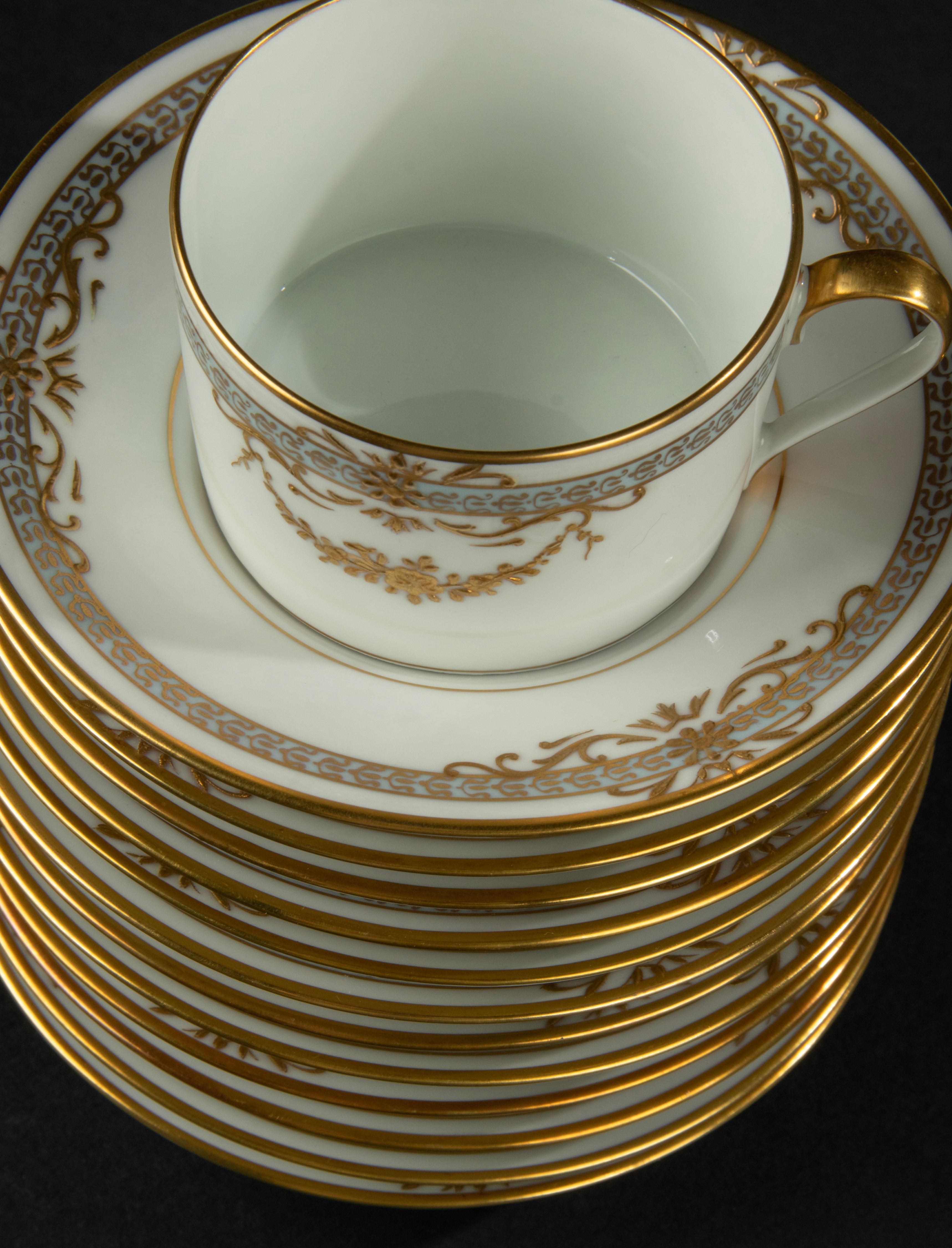 15-Piece Porcelain Tea Set, Royal Limoges, Relief Gilded  3