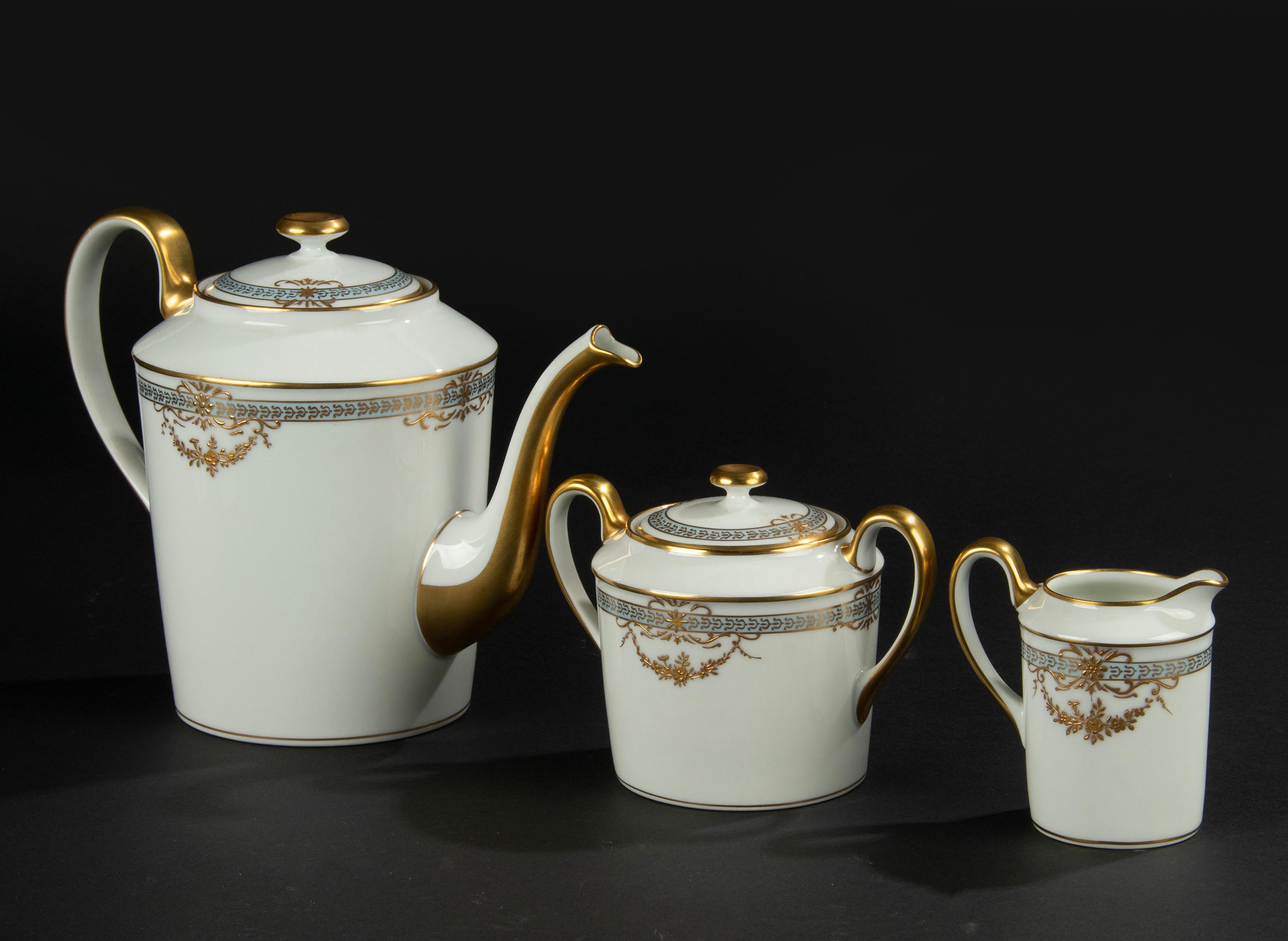 15-Piece Porcelain Tea Set, Royal Limoges, Relief Gilded  4