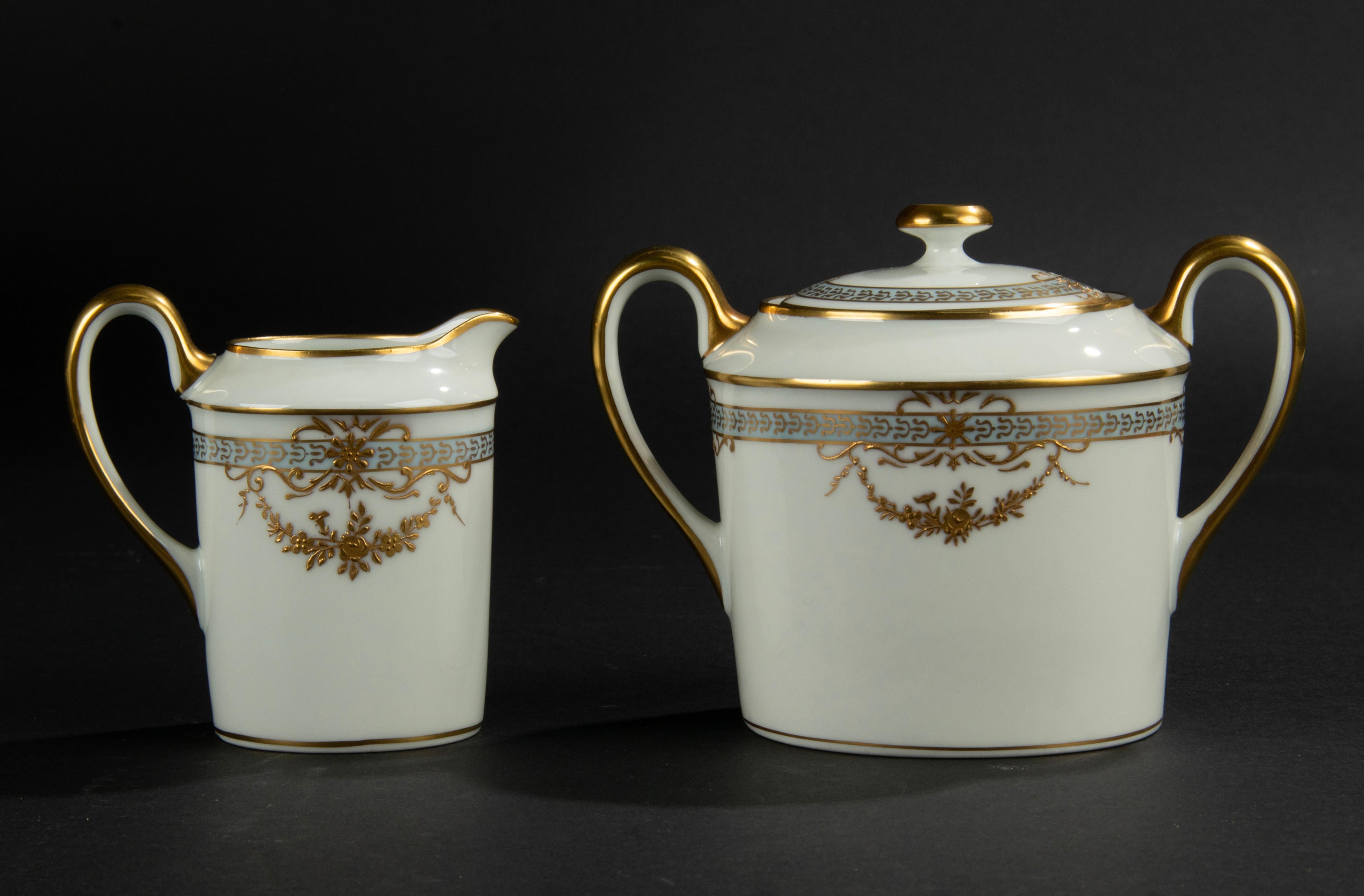 15-Piece Porcelain Tea Set, Royal Limoges, Relief Gilded  11