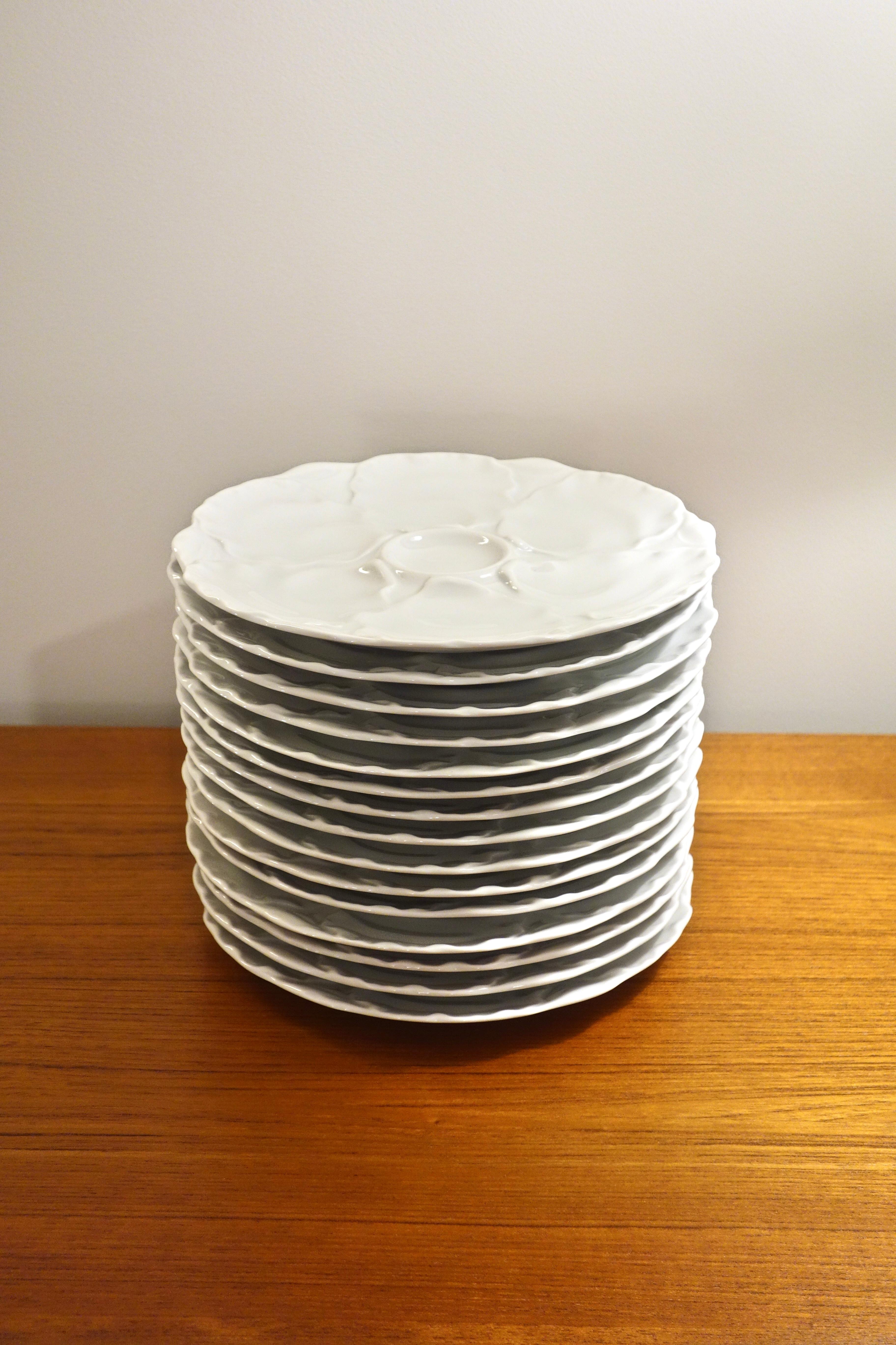 Mid-20th Century 15 Porcelain Oyster Plate Service by HutschenReuthen, Germany 1960s For Sale