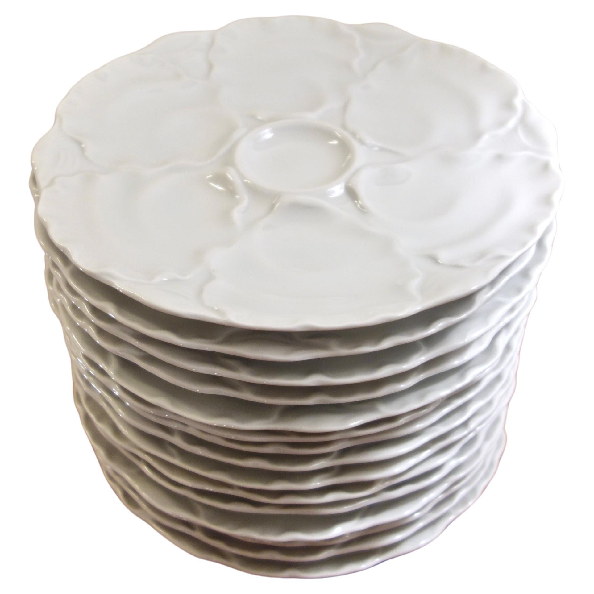 15 Porcelain Oyster Plate Service by HutschenReuthen, Germany 1960s For Sale