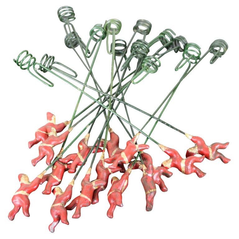 15 Rare Antique Victorian Weighted Santa Christmas Tree Candle Holder