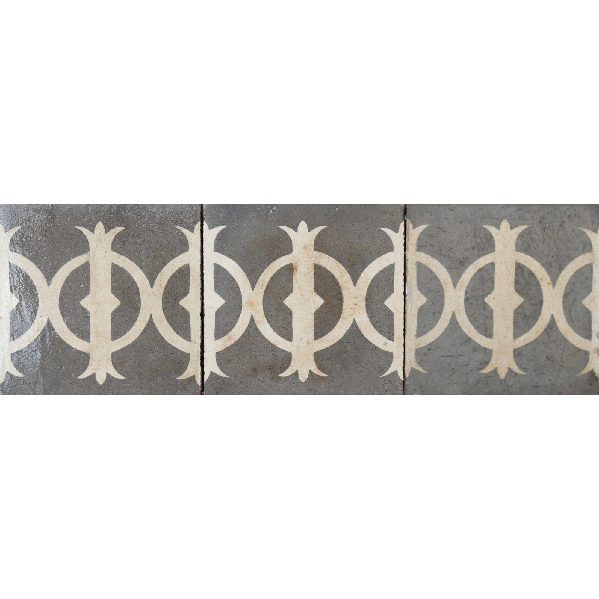 Victorian 15 Reclaimed Patterned Border Tiles for Floors or Walls For Sale