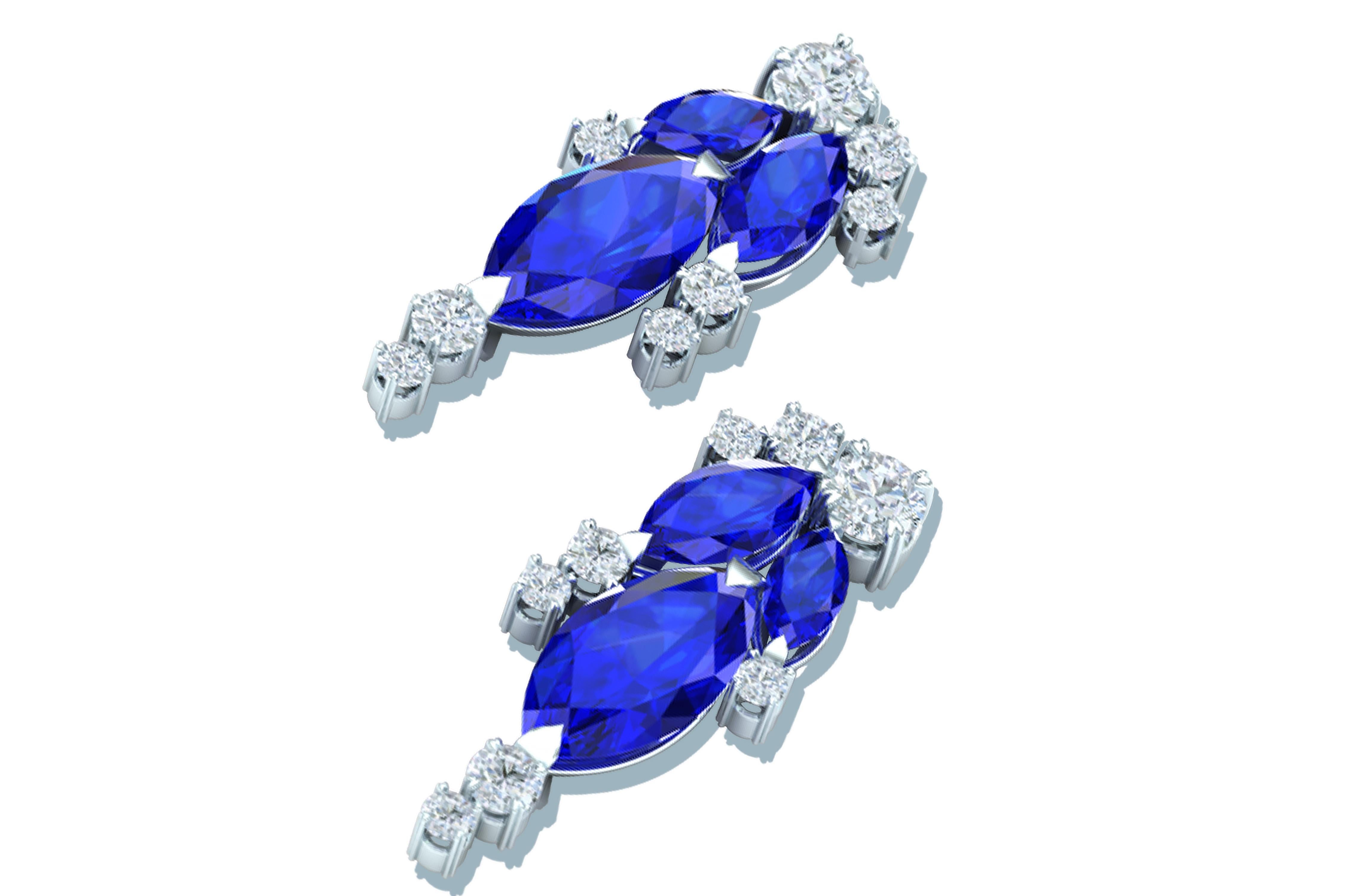 These classic and beautiful sapphire and diamond earrings consist of the following.  There are 1 carat of rich blue natural sapphires heated but not treated.  The sapphire have a even rich blue that almost glows.  The blue sapphires are complimented