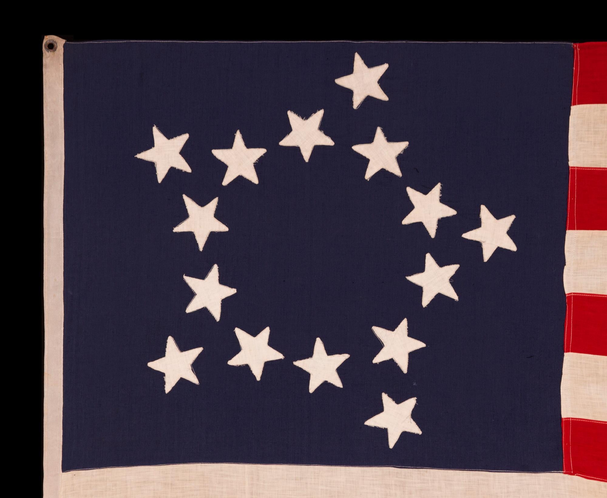 15 Star Antique American Flag, Kentucky Statehood, Rare Star Configuration In Good Condition In York County, PA