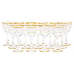 15 Vintage Goblets, Double 24 Karat Gold Trimmed With Nice Etched Design