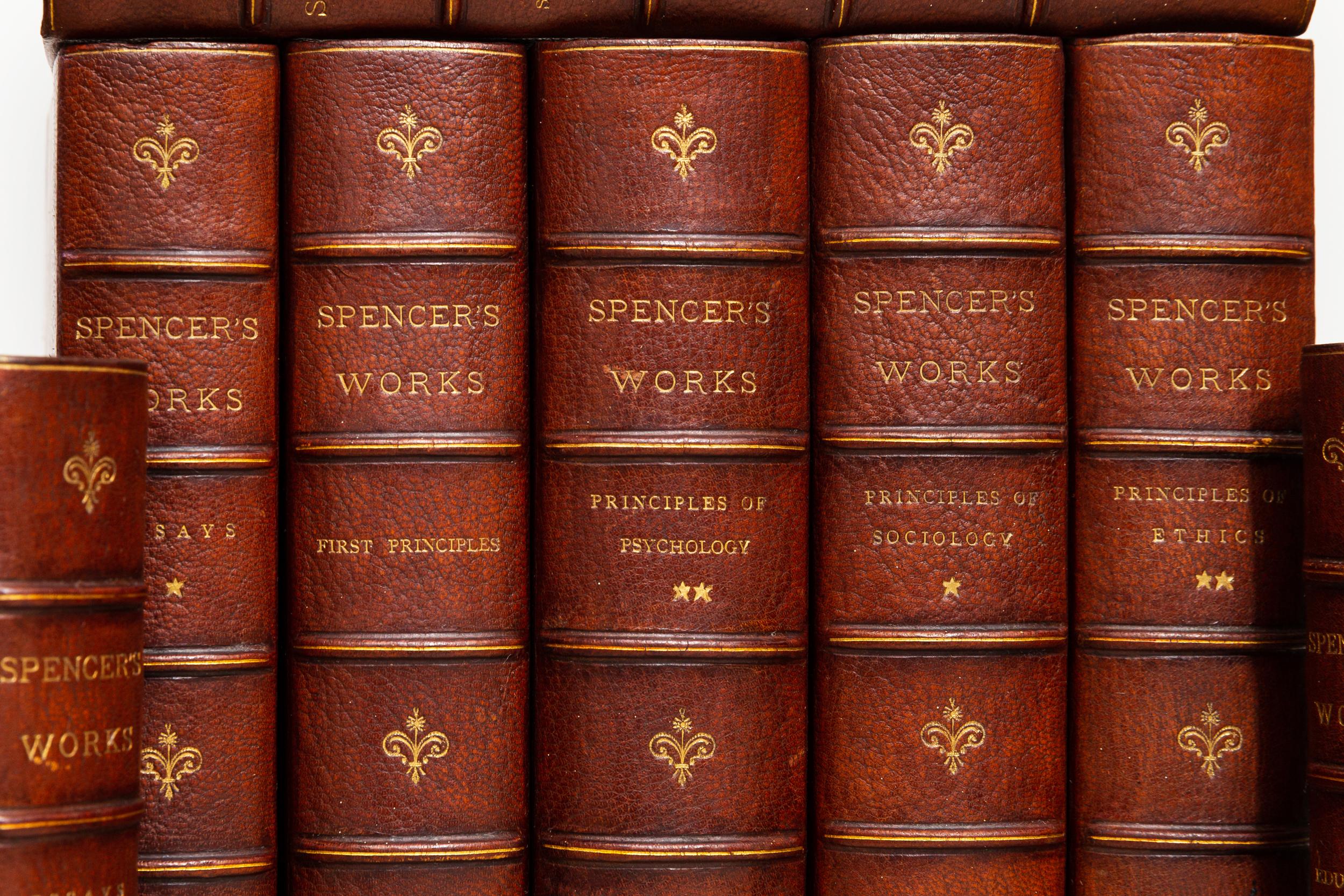 15 Volumes, Herbert Spencer, The Works of Herbert Spencer In Good Condition In New York, NY