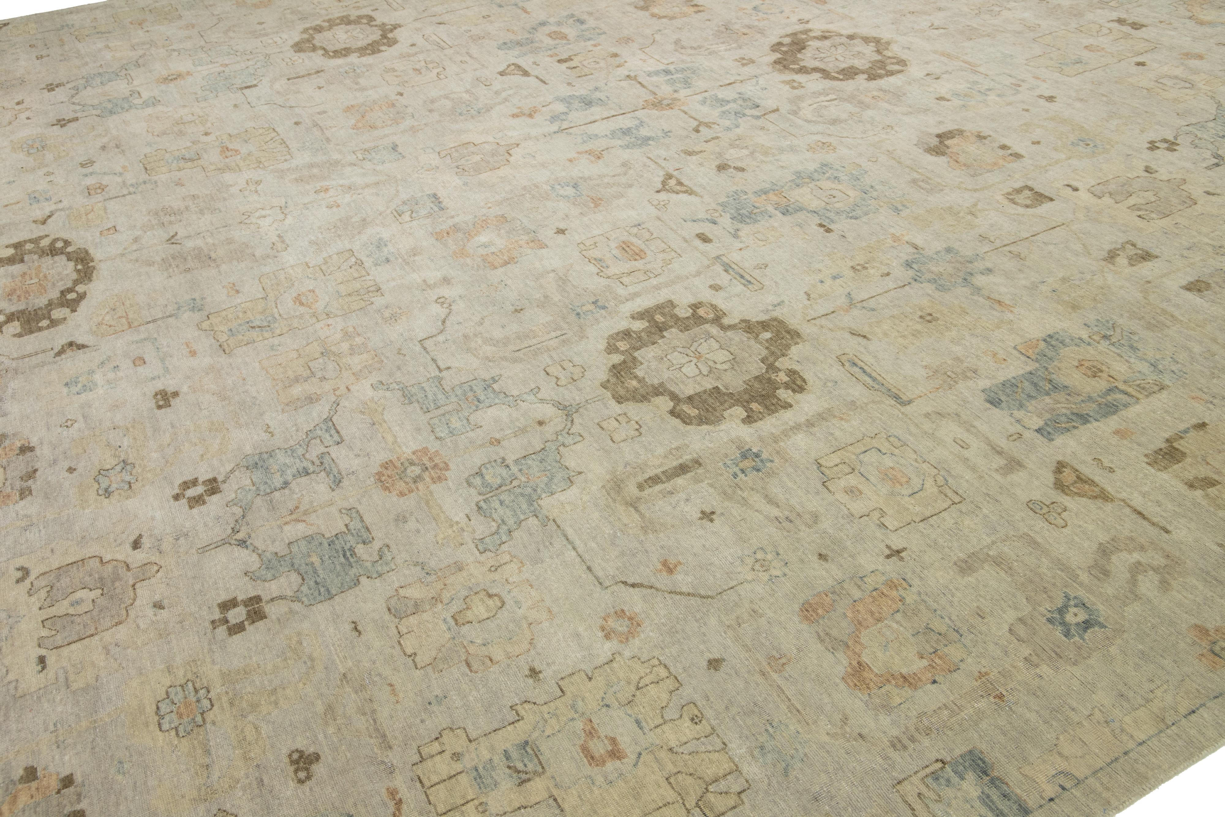 15 x 19 Modern Artisan Collection Handmade Indian Wool Rug In Earthy Tones In New Condition For Sale In Norwalk, CT