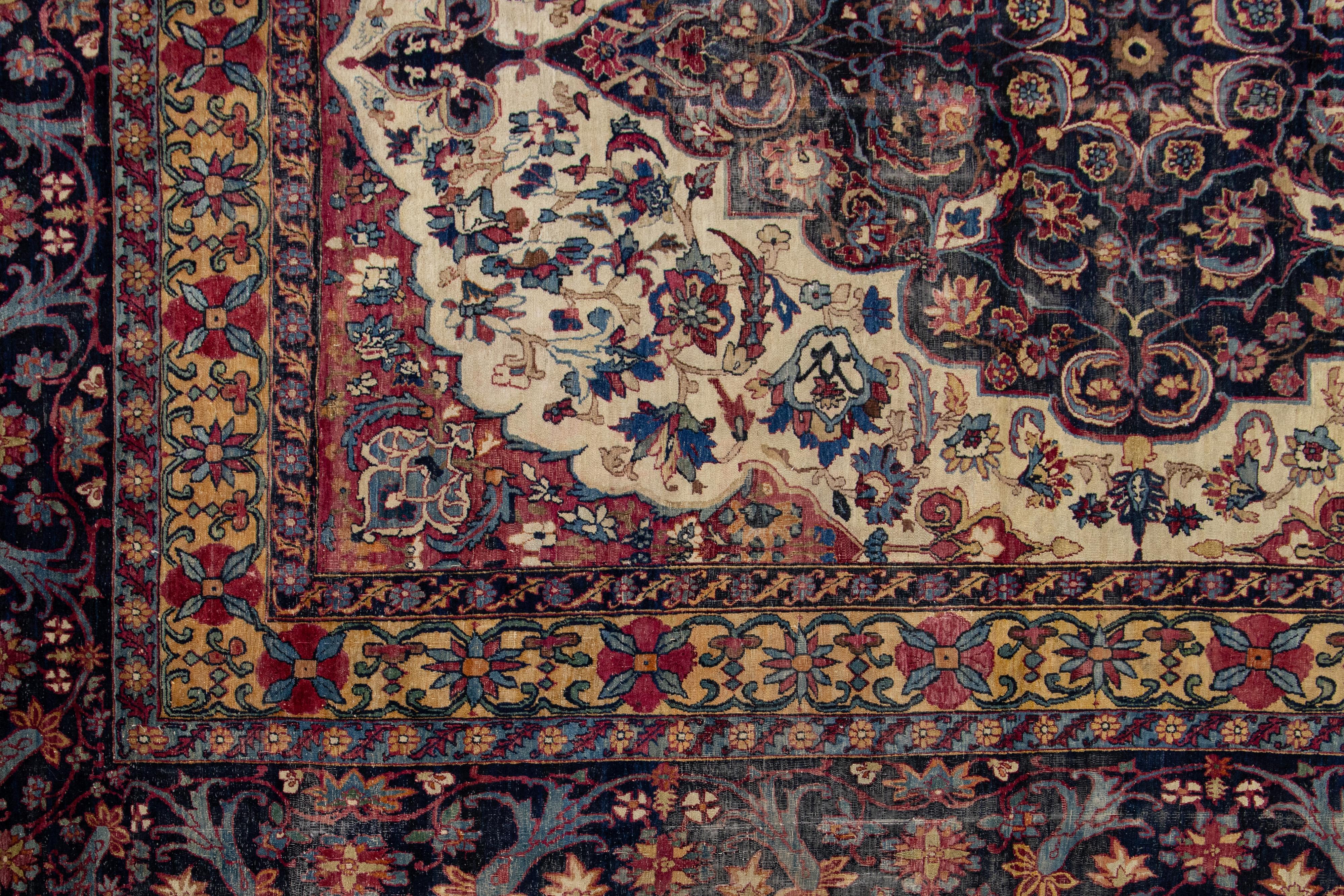 15 x 22 Einzigartiger antiker Kerman Persischer Roter Wollteppich mit Allover Design im Angebot 4