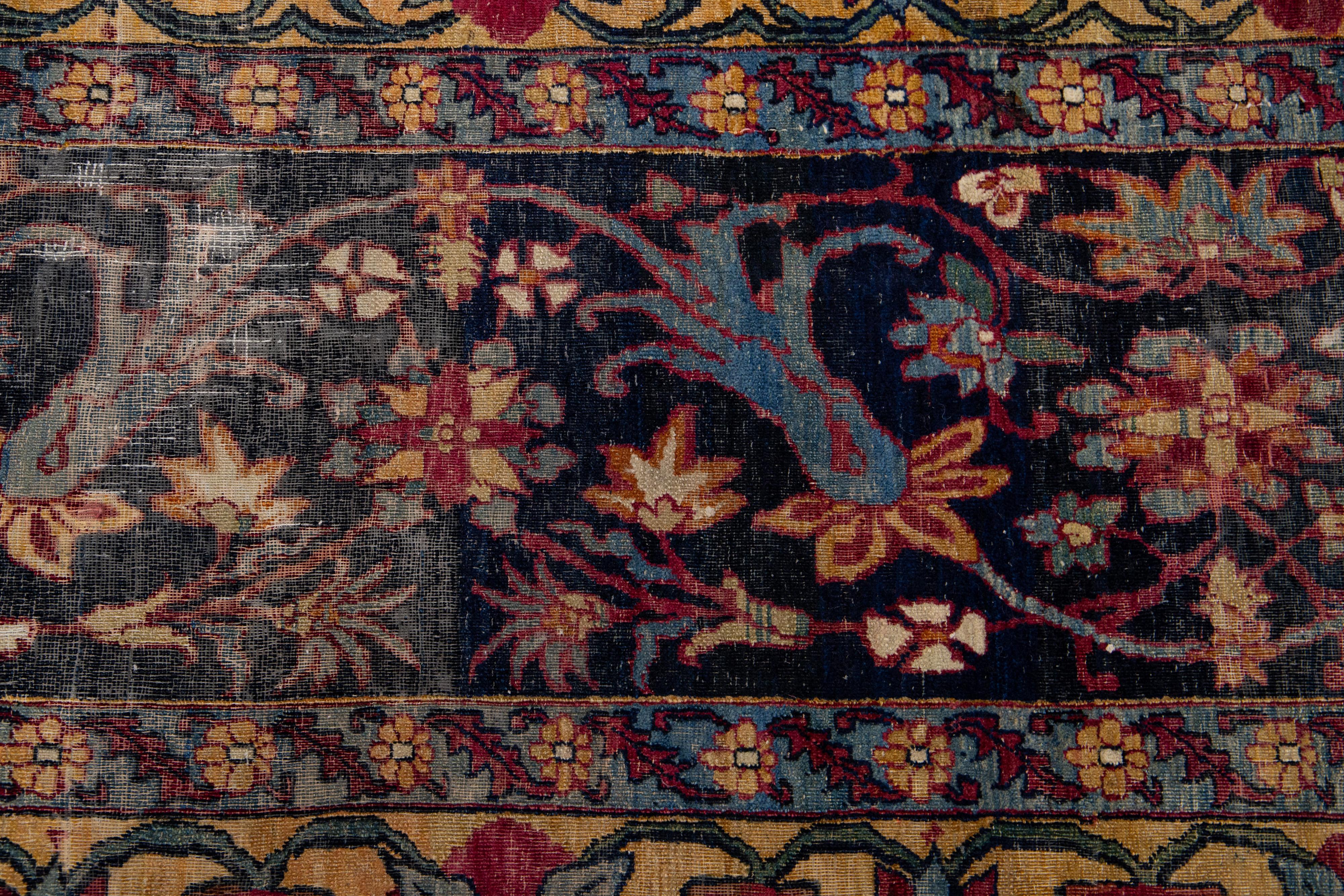 15 x 22 Einzigartiger antiker Kerman Persischer Roter Wollteppich mit Allover Design im Angebot 5