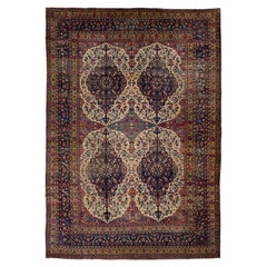15 x 22 Einzigartiger antiker Kerman Persischer Roter Wollteppich mit Allover Design