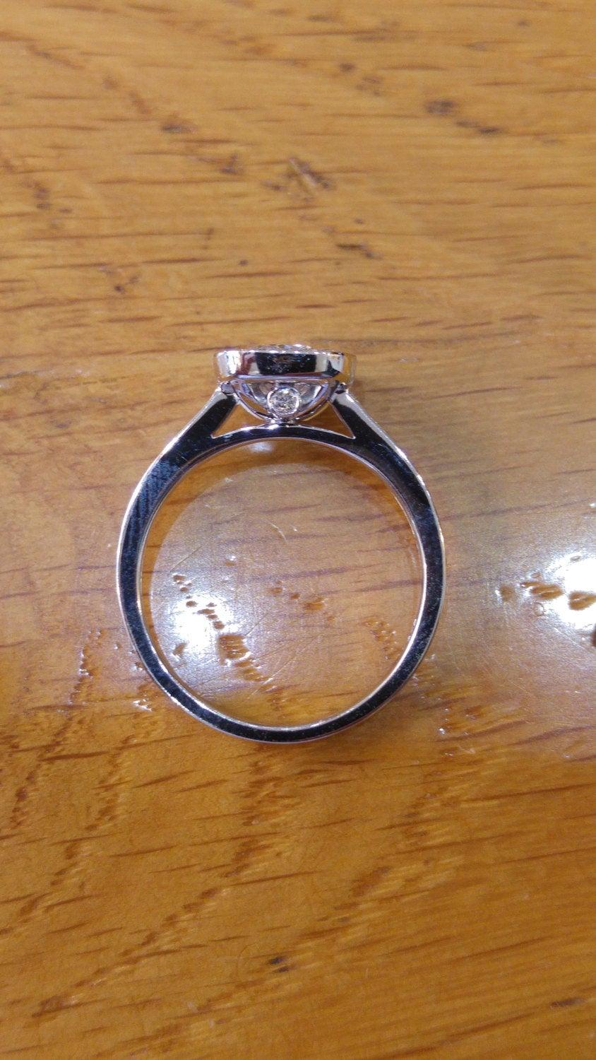 Art Deco 1.50 Carat 14 Karat White Gold Cushion Halo Ring, Cushion Diamond Ring