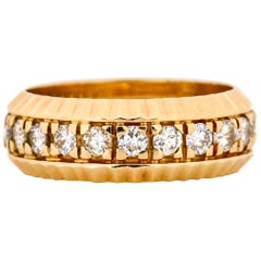 1.50 Carat 14 Karat Yellow Gold Rolex Fluted Bezel Band Ring