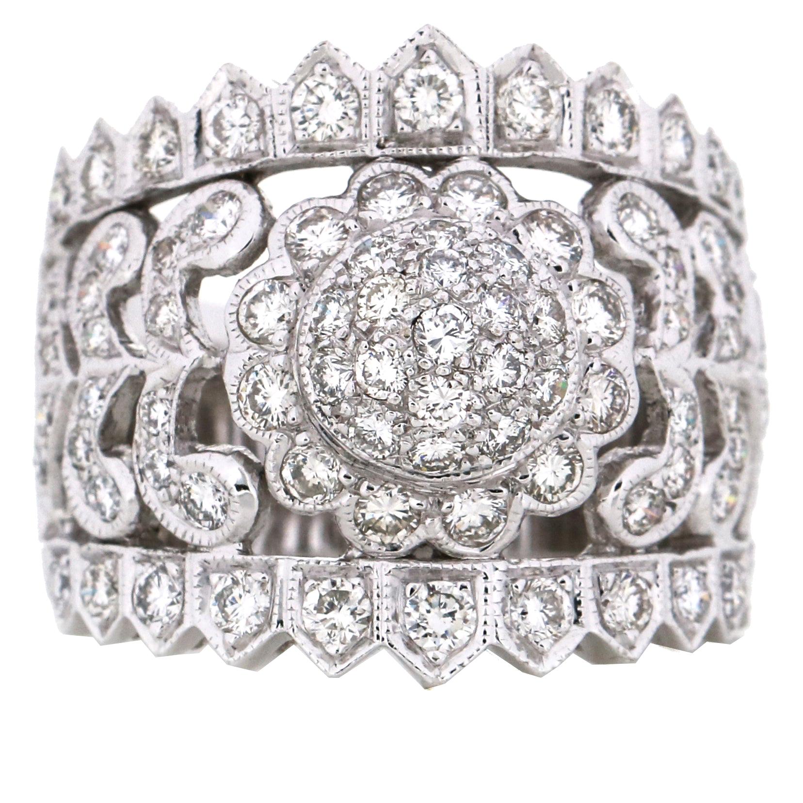 1.50 Carat 18 Karat White Gold Diamond Band Ring For Sale