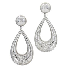 1.50 Carat 18 Karat White Gold Diamond Dangle Earrings