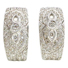 1.50 Carat 18 Karat White Gold Diamond Half Hoop Oval Earrings 1.50 Carat 18 Karat White Gold Diamond Half Hoop Oval Earrings