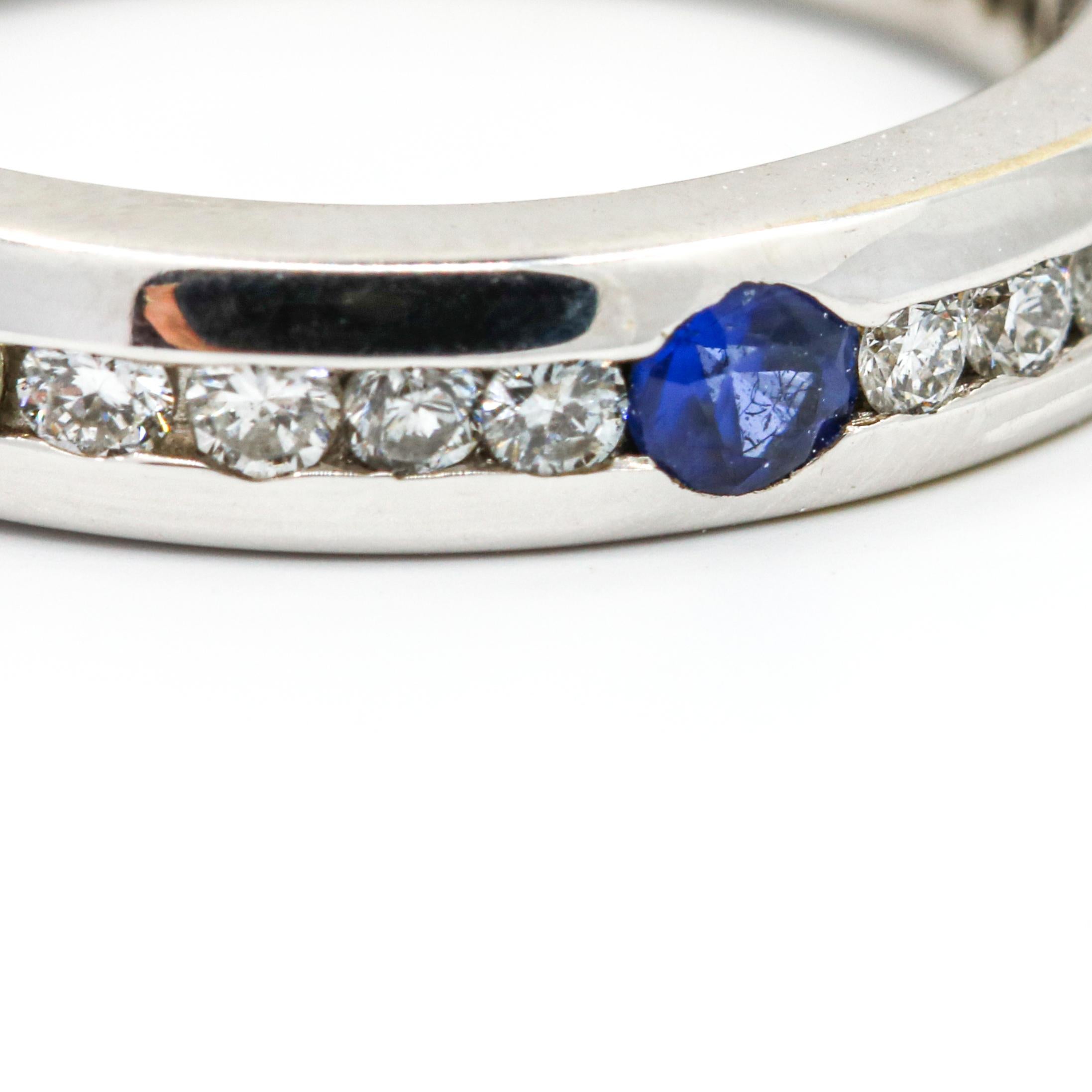 1.50 Carat 18 Karat White Gold Diamond Sapphire Eternity Band Ring In Excellent Condition For Sale In Fort Lauderdale, FL