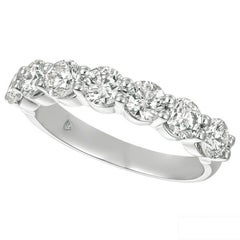 1.50 Carat 7 Stone Natural Diamond Ring Band G SI 14K White Gold