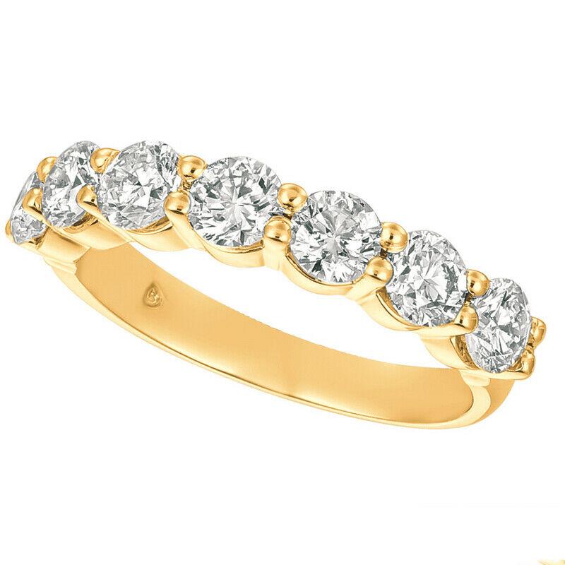 For Sale:  1.50 Carat 7 Stone Natural Diamond Ring Band G SI 14k Yellow Gold 2