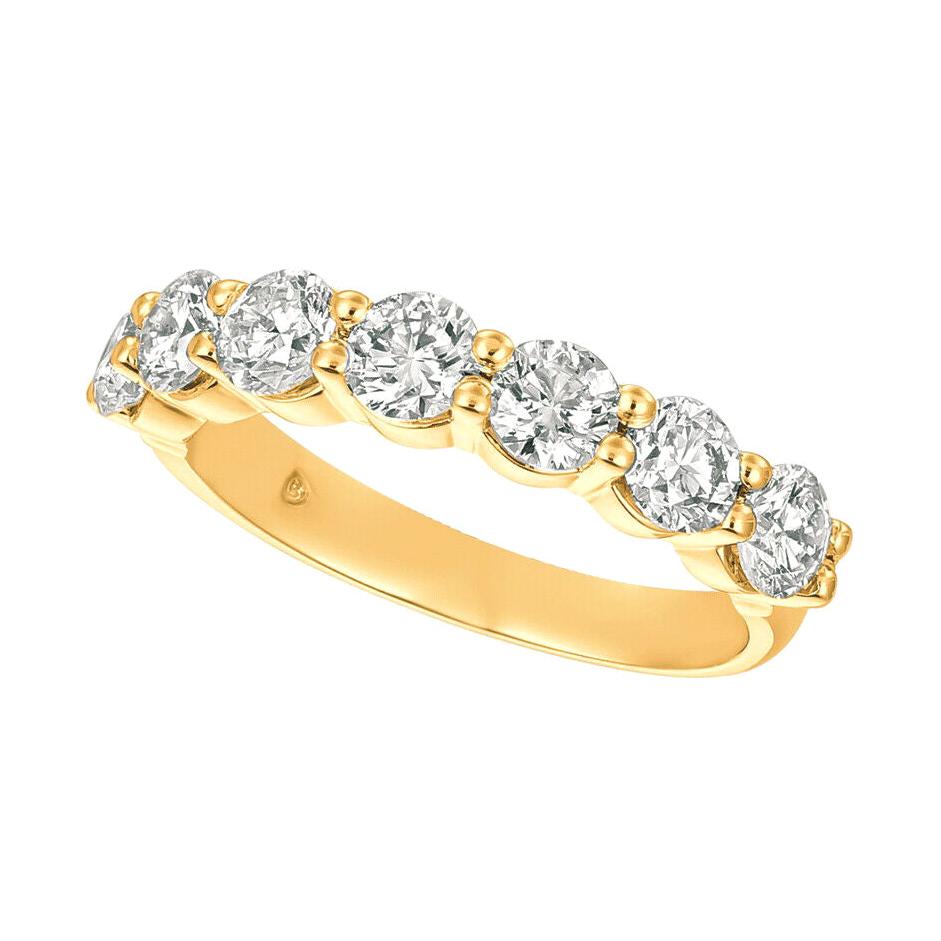Bague en or jaune 14 carats avec 7 pierres et diamants naturels de 1,50 carat G SI