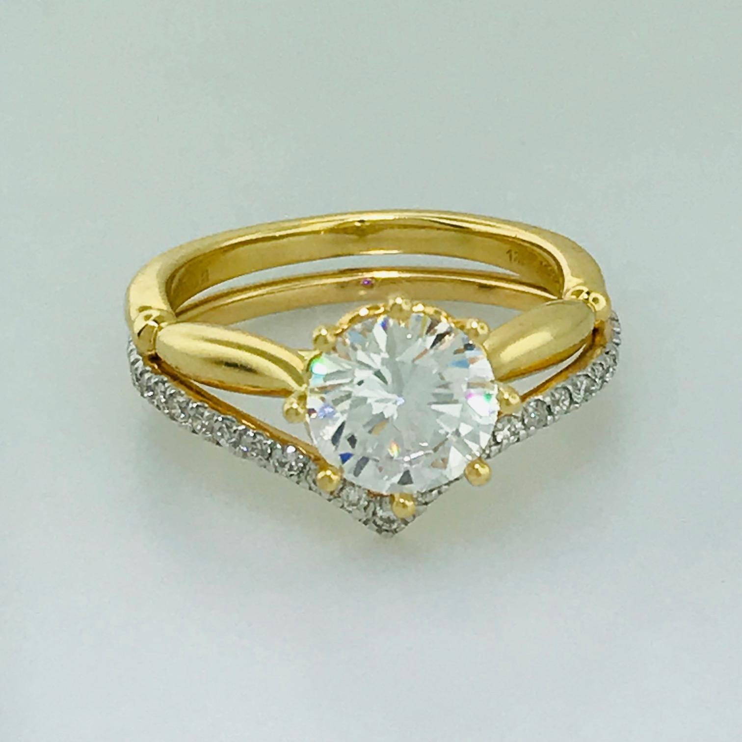 Solitaire Engagement Ring Settings are Classic and Timeless! They go with everything and look elegant on everyone! The solitaire ring showcase the center diamond most brilliantly. 
This 18 karat yellow gold solitaire is stunning. The setting has